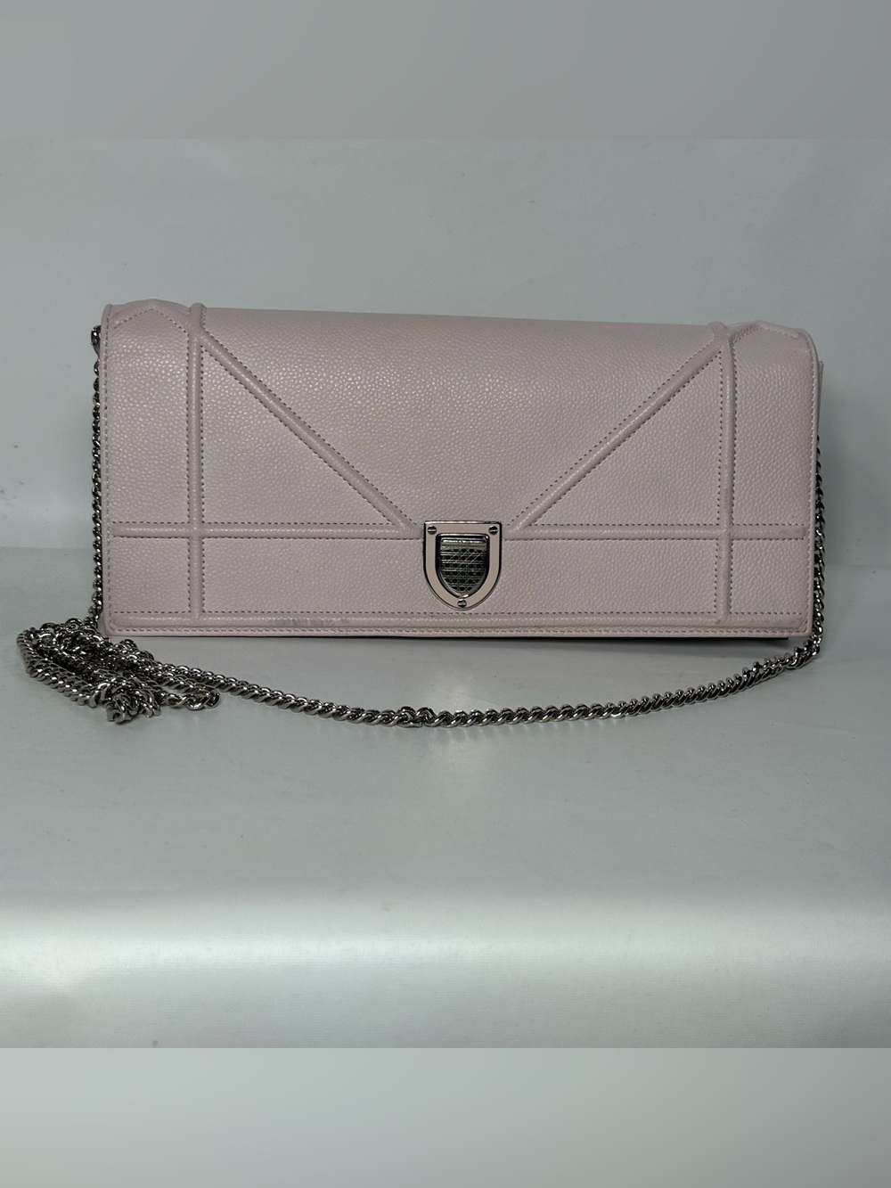Christian Dior Calfskin Large Diorama Croisiere Wallet On Chain - Light Pink
